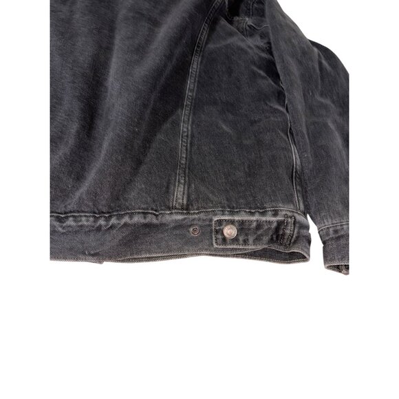 Levi's Premium Small Blackwash Denim Jacket Sherpa Lined Trucker Rancher - Picture 2 of 7